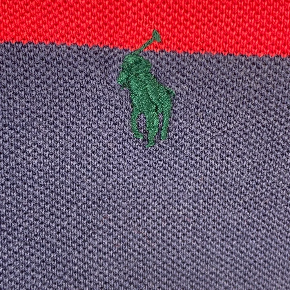 Polo Ralph Lauren Shirt Mens XL Red Striped Golf Rugby Preppy Vintage‎ USA Made